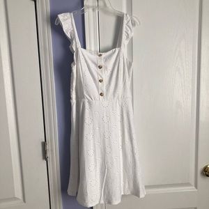 White Square Neck Dress